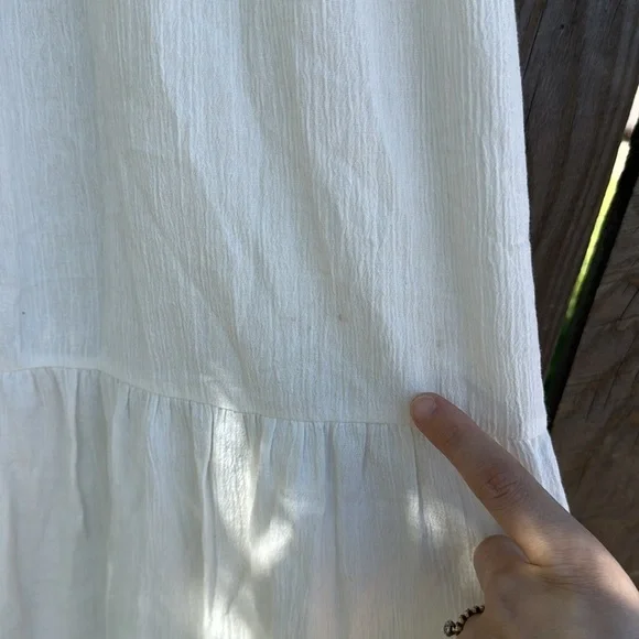 Reformation Chicago Dress White Tiered Maxi Midi Open Back Tie 1/2 Sleeve 0/XS - Picture 5 of 12